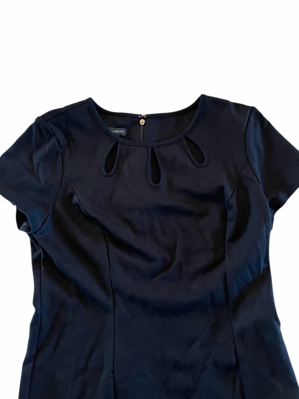 Talbots Little Black Dress Keyhole Cutout Sheath Ponte Knit Classic LBD Career 8 - Picture 4 of 8